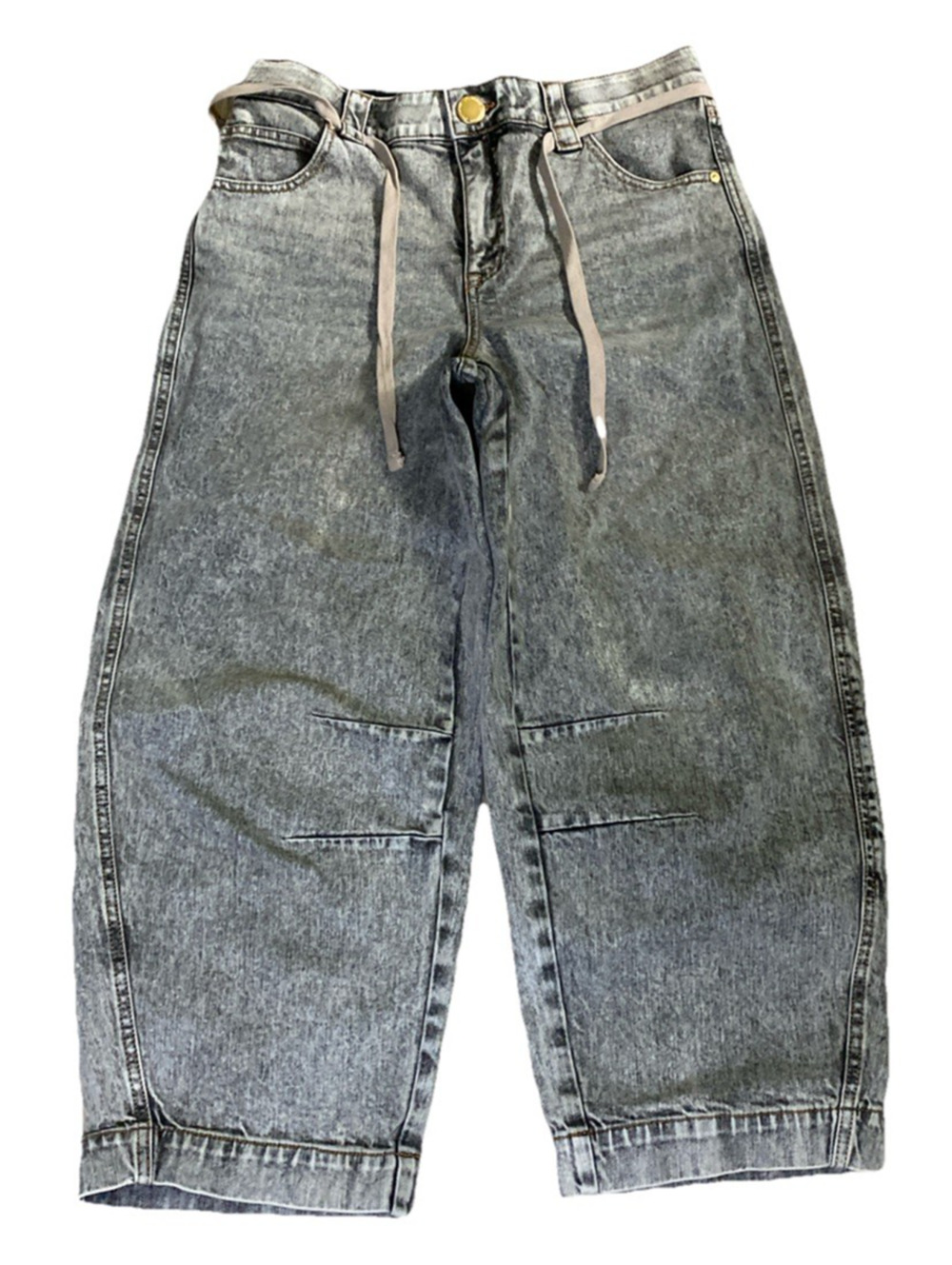 Democracy Ab Solution Barrel Leg Jeans 6P Petite Grey Stone Wash Crop Ankle NWOT